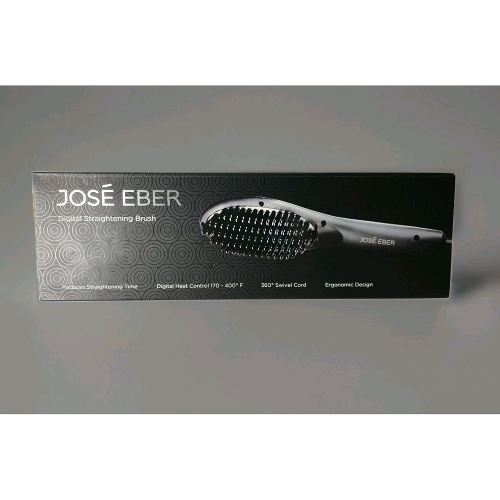 José Eber Digital Straightening Brush Heat Styling Tool Black Swivel Cord In Box